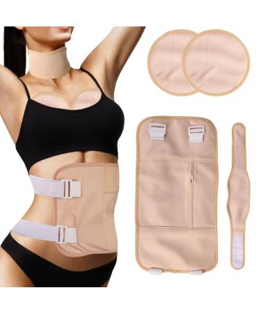 Massage belt castor oil set reusable castor oil pack with magical glue for the neck belly and breast. Removable TPU-RIZINUS oil pack prevents leakage prevents leakage (Khaki)