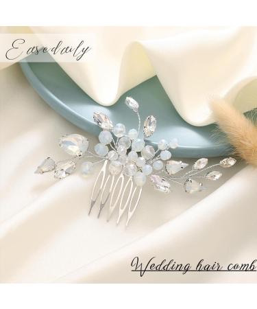 Easedaily Silver Crystal Bridal Hair Comb - Opal Wedding Hair Piece for Women and Bridesmaids - Buy Online on GoSupps.com