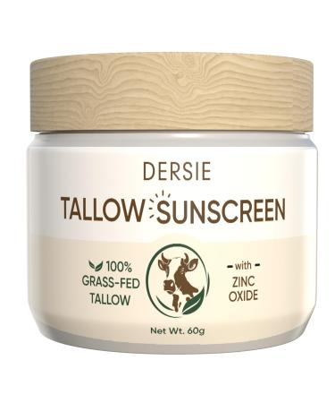 Beef Tallow and Zinc Sun Balm: Tallow & Zinc Oxide Instant Sun Protection - Non Greasy Formula with Beeswax Red Raspberry Carrot Oil - Suitable for Dry and Sensitive Skin - Fresh Scent