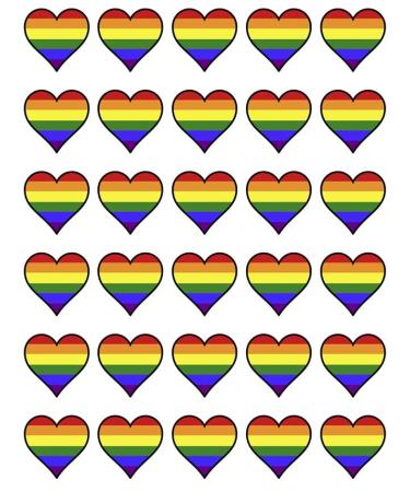30 Gay Pride LGBTQ+ Rainbow Hearts Cupcake Toppers Edible Wafer Paper Fairy Cake Toppers Birthday Cake Decorations