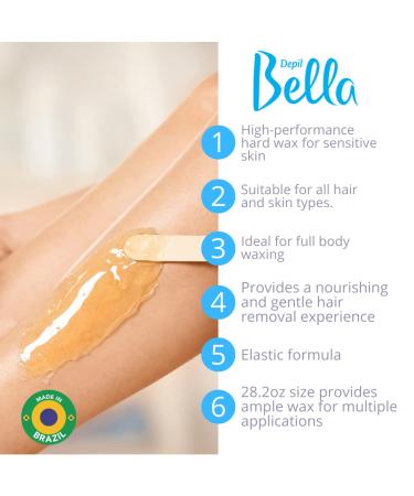 Depil Bella Hard Wax with Honey and Propolis 28.2oz - Professional Hair Removal Wax | High-Performance Honey Wax for Quick Dry & Strip-Free Removal | Suitable for All Skin & Hair Types - Buy Online on GoSupps.com