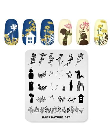Kads Nail Stamping Plate Flowers Nature Stencil Image Design for DIY Nail Art and Nail Decoration (NA027)