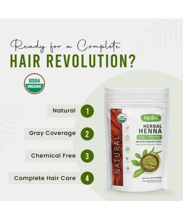 Pardesi Hair Henna Powder - USDA Organic Natural Hair & Beard Dye - 7.05 oz | Ammonia & PPD Free | Includes Gloves & Applicator | Unisex Color from India - Buy Online on GoSupps.com