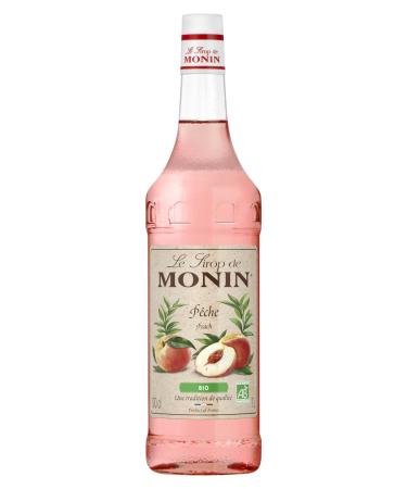MONIN - Peach Syrup for Cocktails, Iced Tea, Lemonade and Still Water - Natural Flavors - 1L