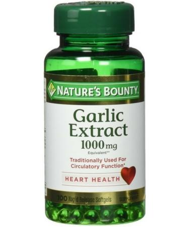 Nature's Bounty Garlic Extract 1000 mg 100 Rapid Release Softgels