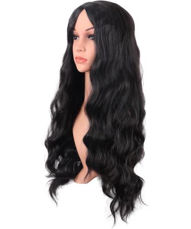 MapofBeauty 28 Inch/70 cm Long Wavy Middle Part with No Bangs Synthetic Fiber Curly Fashion Women Party Cosplay Wig (Black) - Buy Online on GoSupps.com