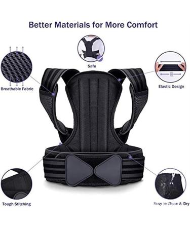Back Brace Posture Corrector - Breathable Shoulder Straightener for Men & Women | Scoliosis & Hunchback Support | X-Large Black - Buy Online on GoSupps.com