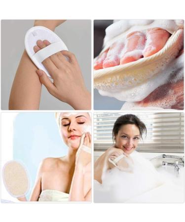 4-Piece Natural Loofah Exfoliating Back Scrubber Set with Long Wooden Handle - Double-Sided Bath Sponge Pad for Shower and Spa - Buy Online on GoSupps.com
