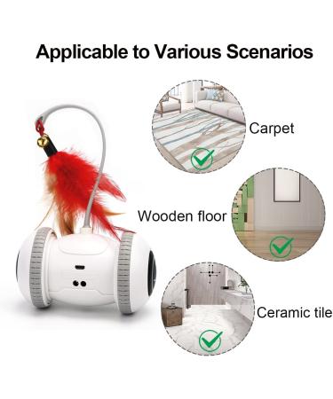 Nueplay Interactive Cat Toys with LED Light | Smart Electric Toy for Indoor Cats | USB Rechargeable Robotic Toy with Feathers | 2 Modes for Pet Exercise - Buy Online on GoSupps.com