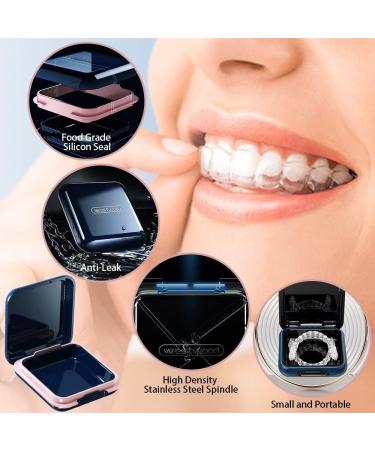 Blue Retainer Case | Portable Denture & Orthodontic Holder for Men, Women, Children | Aligner & Mouth Guard Storage | Navy Blue - Buy Online on GoSupps.com