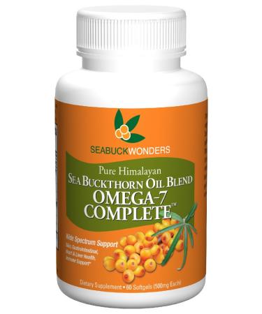 Sea Buckthorn Oil Blend, Omega-7 Complete, 60-Softgels (500mg Each) Omega 7 60 Count (Pack of 1)