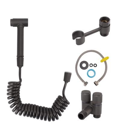Hand toilet sprayer kit wc bidet sprayer kit brass women wash toilet sprayer attachment with stand hose for home bathroom gray
