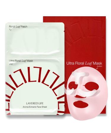 Ultra Floral Leaf 2-Step Mask Set 5 Pack (5 Patches + 5 Sheet Masks) - Korean Face Mask with Brightening Patch & Hydrating Sheet Mask for All Skin Types - Moisturizing Anti-Wrinkle