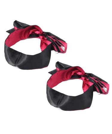 QYEKGXLLY 2 Pack Satin Blindfolds Silk Sleeping Mask Sleep Blindfold for Couples 150cm Black Red Eye Band Blinder Masks Tie