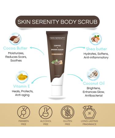 Coffee & Brown Sugar Body Scrub | Exfoliating Moisturizer with Vitamin E | Natural Skin Care for Stretch Marks Cellulite Dark Spots - 5 oz - Buy Online on GoSupps.com