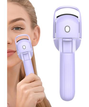 Eyelash Heated Curler Portable Electric Lash Curling Tool - Rapid Heat-up Eye Lash Curler with Temperature Control 3 Modes Silicone Pad for Quick Natural Eye Lashes Purple - Buy Online on GoSupps.com