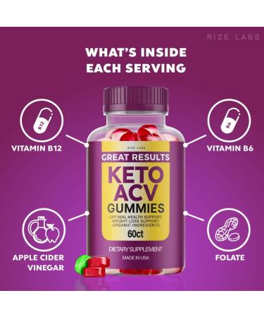 Great Results Keto ACV Gummies - Advanced Apple Cider Vinegar Gummies (60 Count) for Weight Loss & Detox | International Shipping Available - Buy Online on GoSupps.com