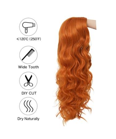Orange Ginger Long Curly Wavy Wig for Women - Synthetic Copper Red Middle Part Wig for Daily & Party Use - Buy Online on GoSupps.com