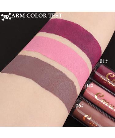 3Pcs Matte Liquid Lipsticks Set - Purple Nude Pink Dark Brown | Smudge Proof & Long Lasting | Waterproof Skull Face Lip Gloss Stain - 24 Hour Wear | Labial Mate Larga Duracion - Pack of 3 - Buy Online on GoSupps.com