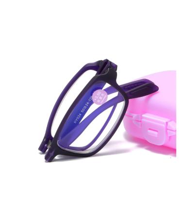 Iynwbjts 024 Women High-quality fashion high-definition-anti-blue lighting glasses. Purchasible foldable reading glasses (color: purple frame size: 1.50) 1.50 Purple frame