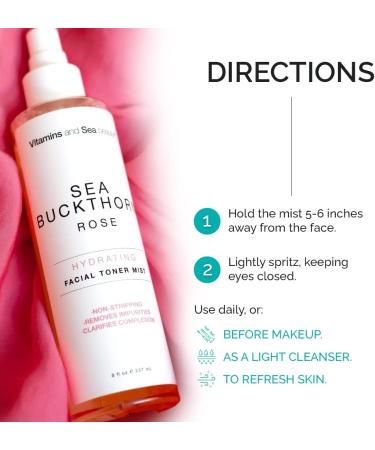 Sea Beauty Hydrating Rose Water Toner Face Mist with Sea Buckthorn 8 Fl Oz - Buy Online on GoSupps.com