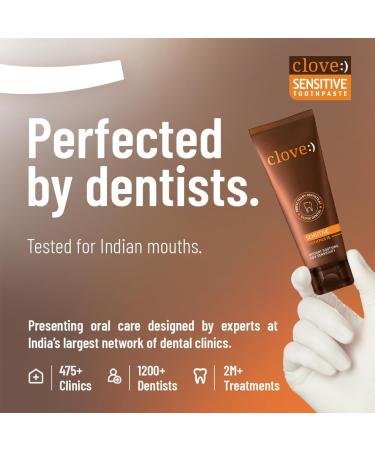Clo.ve Sensitive Toothpaste | Reduce Senstivity | Dual Action Toothpaste for Sensitivty & Bad Breath | Strengthens Enamel | Triclosan Free | Paraben Free | Peroxide Free | Mint Pack of 1 (100g) - Buy Online on GoSupps.com