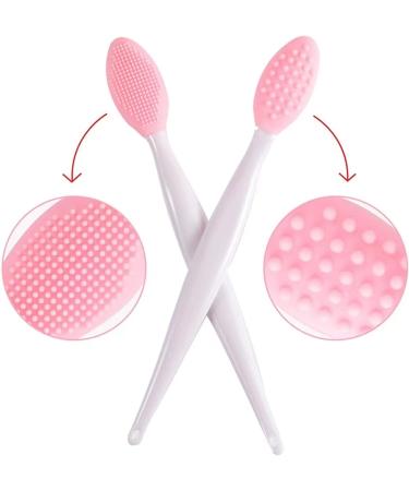 Double-Sided Soft Silicone Lip Exfoliating Brushes - Green Pink 2 Pcs - Buy Online on GoSupps.com