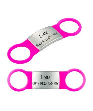 2 pieces of silicone dog brand with engraving pet-ID brand to postpone personalized animal brands for dogs and cats fuchsie l (2 Pack)