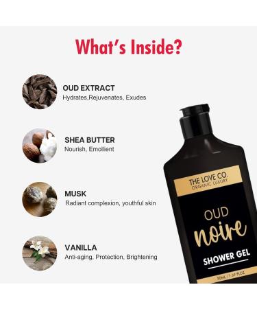 Oud Noire Body Wash 50ml (1.69 fl oz) Luxury Vegan Shower Gel for Women Organic Cruelty-Free Skin-Nourishing Cleanser - Buy Online on GoSupps.com
