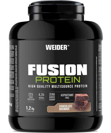 Weider Fusion Protein (1.2kg) Chocolate Brownie Flavor Complete Formula with 4 Quality Protein Sources Animal & Plant, 22g Protein + 4.2g BCAA/Dose, No Added Sugar, No Aspartame