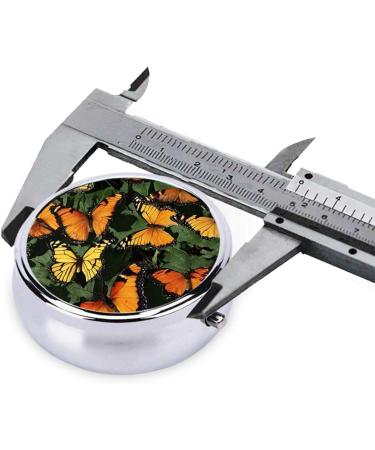 Orange Monarch Butterflies Mini Round Pill Box | 3 Compartment Travel Pill Organizer | Portable Medicine Case for Home & Office Use - Buy Online on GoSupps.com