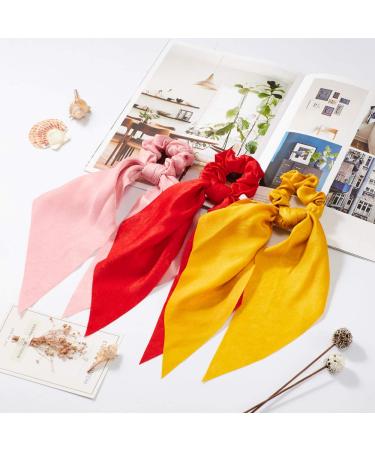 Chic 10Pcs Chiffon Hair Scarf Scrunchies for Women & Girls - Solid Colors & Dots - Buy Online on GoSupps.com