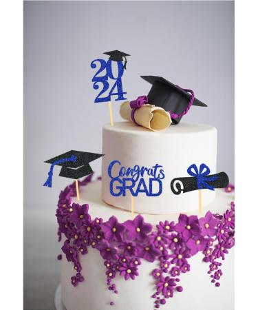 24 Pieces Sparkle 2023 Cupcake Toppers Graduation Cupcake Toppers Bachelier Hat Decoration Graduation Decoration (Black & Blue) - Buy Online on GoSupps.com