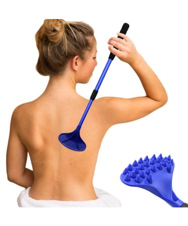 EASACE Back Scratcher for Women Men Extendable with Strong ABS Massage Head, 21inch Body Scratcher for Adults - Pets Compact - Retractable(Blue)