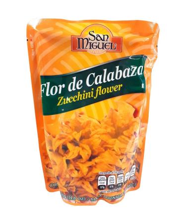 San Miguel Flor De Calabaza Pouch 12 x 420g / Mexican Courgette Zucchini Flowers from Mexico Flowers for Cooking Ready to Eat
