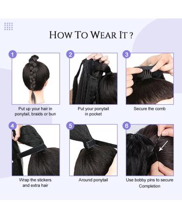 30 Inch Kinky Straight Wrap Around Ponytail Extension | Long Italian Yaki Synthetic Hair | Natural Black (1B) | Soft & Natural Hair Extension for Black Women - Buy Online on GoSupps.com