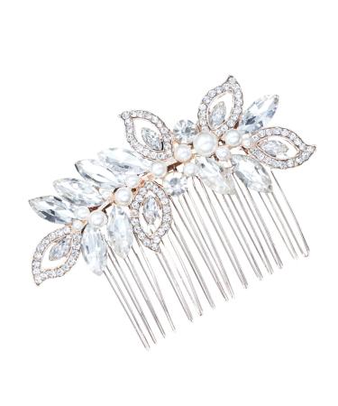 DOITOOL Wedding Hair Accessory Pearl Hair Clip Rhinestone Hair Comb Bridal Headpieces for Wedding Bridal Hair Comb Womens Barrettes for Hair Goody Hair Tiara Bride Jewelry Glass