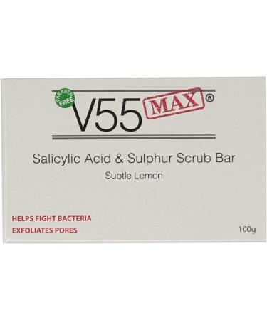 V55 MAX Salicylic Acid Tea Tree Oil and Sulphur Soap Scrub - 100g, Paraben and Cruelty Free - Buy Online on GoSupps.com