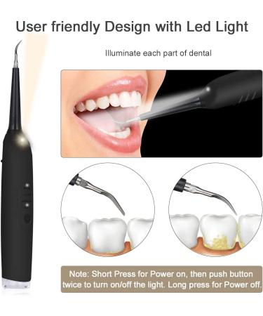 Electric Dental Calculus Remover - Plaque & Tartar Stain Removal Tool with LED Light | Sonic Tooth Cleaner Scraper Kit - USB Rechargeable | 3 Adjustable Modes - Black - Buy Online on GoSupps.com
