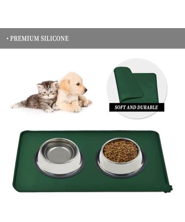 Reopet Silicone Feed Mats for Pets - Waterproof Dog & Cat Space Mats with Elevated Edges - 71x45 cm (1-Pack) - Hunter Green - Buy Online on GoSupps.com
