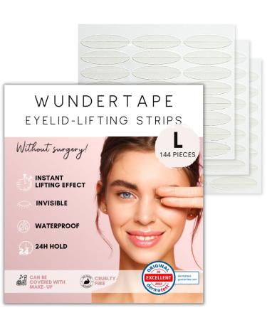 WUNDERTAPE Double Eyelid Tape 144 x L instant eyelid lift strips (eyelid tapes for hooded droopy eyes) eye tape stickers for 24h stay waterproof