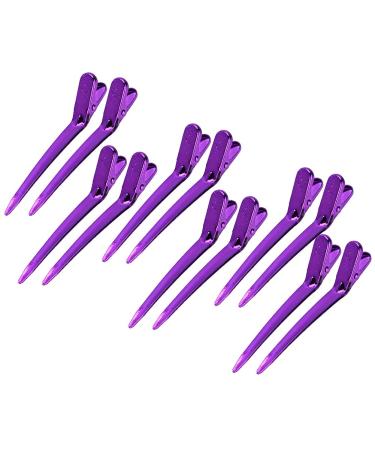 Hairdresser Hair Clips Salon Grips Hairstyle Partition Clip 12 Pieces Salon Clamp for Salon Barber Shop (Purple)