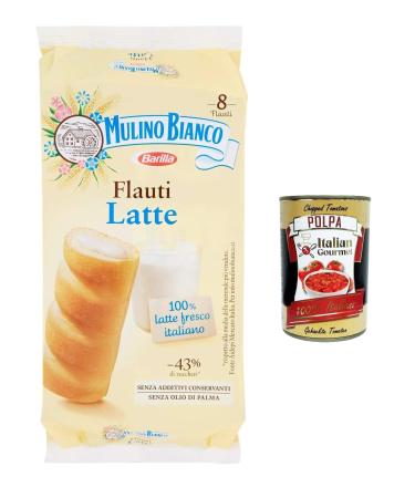 Italian Gourmet E.R. Mulino Bianco Flauti 100% Fresh Italian Milk Snacks 280 g + Gourmet Italian Polpa 400 g Pack of 3