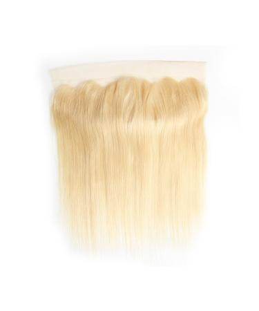 Mila real hair blonde 613# human hair lace frontal 100% remy brazilian hair silky Straight/smooth free part (13 " 4") Closure with baby hair 18 "/45cm smooth 45cm