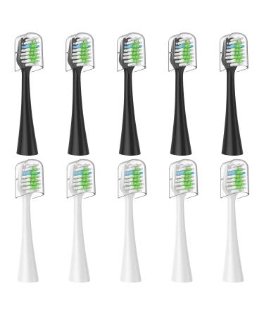 Everystep Replacement Toothbrush Heads 10 Pack Only for AquaSonic Duo and for Home Dental Center 5 Black+5 White Not for AquaSonic Other Series