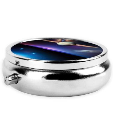 Cosmic Saturn Round Pill Box | 3 Compartment Travel Organizer for Easy Medication Management - Buy Online on GoSupps.com