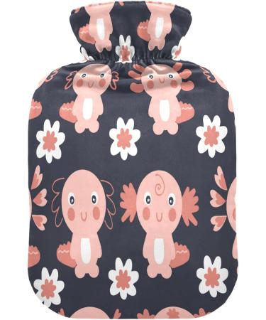 Axolotl Hot Water Bottle with Daisy Motif | 1L Plush Winter Warmer for Kids Adults & Families - Buy Online on GoSupps.com