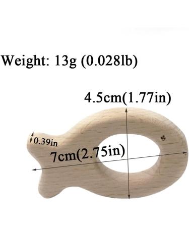 Wendysun 3pcs Cartoon Wood Teether Set | Natural Animal Fish Shape Baby Teething Toy | Beech Teether DIY Pendant | Nursing Toy - Buy Online on GoSupps.com