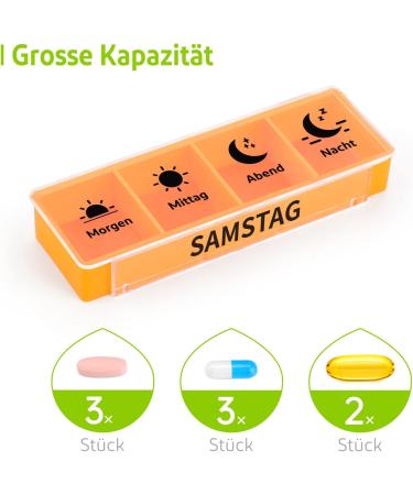 Weekly Pill Organizer - Opret 7-Day Tablet Box with 4 Compartments - Black Lid for AM/PM Medication Management | International Shipping Available - Buy Online on GoSupps.com