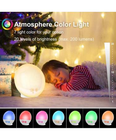 Light Alarm Clock with Sunrise Simulation | LED Wake Up Light & FM Radio | 7 Colors & Alarm Tones for Kids & Adults - Buy Online on GoSupps.com